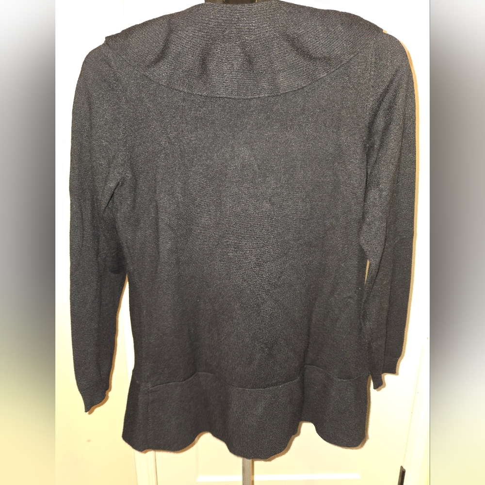 Cleo Black Ruffle Cardigan Size Medium - Picture 4 of 8